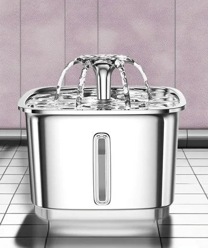 Stainless Steel Automatic Pet Water Dispenser with Replacement Filters & Silicone