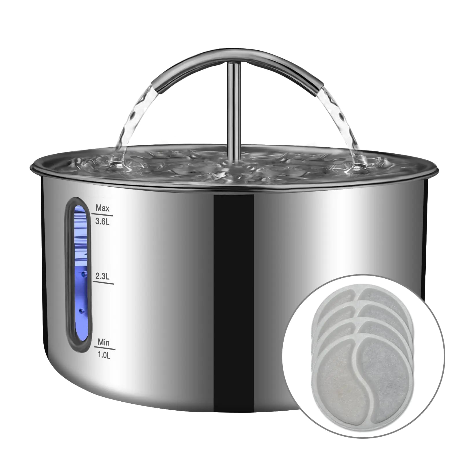 Large Capacity Stainless Steel Multiple Pets Water Fountain